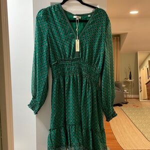 Max Studio knee length dress with sheer long sleeves